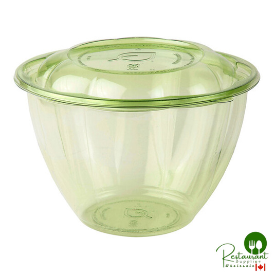 Eco-Products Veridian 48 oz. Compostable Green PLA Plastic Salad Bowl with Lid - 150/Case