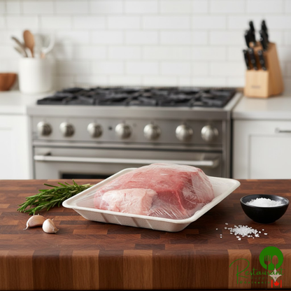 World Centric 10 1/2" x 8 3/16" x 1 1/4" Compostable Fiber Meat Tray - 480/Case