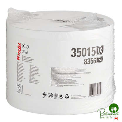 WypAll® X50 9 13/16" x 12 1/4" White Wiper 35015 - 1,100/Roll