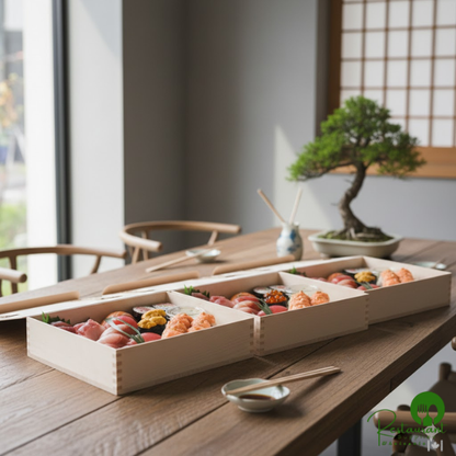 11" x 8" x 3" Collapsible Balsa Wood Catering Box with Attached Lid - 100/Case