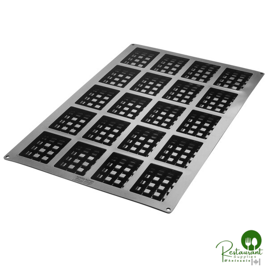 Silikomart SQ052 20 Compartment Waffle Square Silicone Baking Mold - 3 11/16" x 2 11/16" x 7/8" Cavities