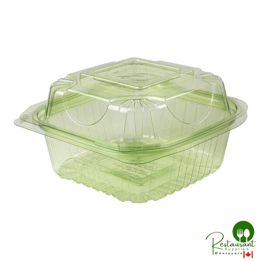 Eco-Products Veridian 6" x 6" x 3" Compostable Green Hinged PLA Plastic Clamshell Container - 240/Case