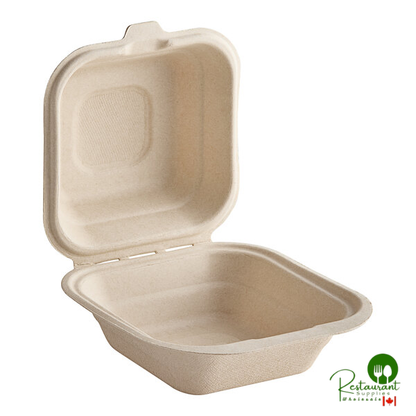 Dart 6" x 6" Compostable Fiber Hinged Take-Out Container - 500/Case