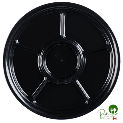 Fineline D12660.BK ReForm 12" Black 6 Compartment Plastic Catering Tray - 50/Case