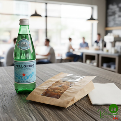 Bagcraft Packaging 300114 5" x 1 1/2" x 7" EcoCraft Kraft Grease Resistant Single Serve Window Cookie Bag - 500/Case