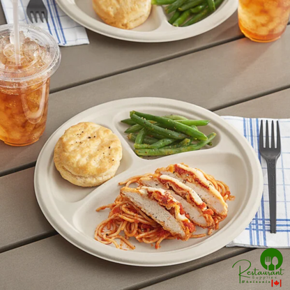 World Centric 10" 3-Compartment Round Compostable Plant Fiber Plate - 700/Case