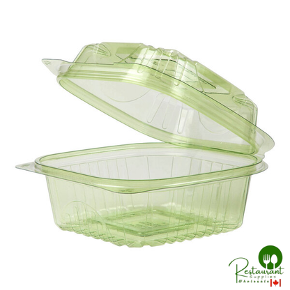 Eco-Products Veridian 6" x 6" x 3" Compostable Green Hinged PLA Plastic Clamshell Container - 240/Case