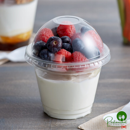 9 oz. Clear Plastic Squat Cold Cup with 2 oz. Insert and PET Dome Lid with No Hole By Prime - 100/Case