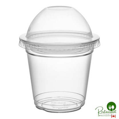 9 oz. Clear Plastic Squat Cold Cup with 2 oz. Insert and PET Dome Lid with No Hole By Prime - 100/Case