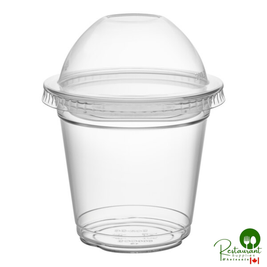 9 oz. Clear Plastic Squat Cold Cup with 2 oz. Insert and PET Dome Lid with No Hole By Prime - 100/Case
