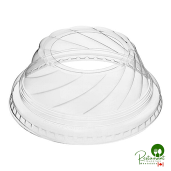 16 oz. Clear Plastic Low Dome Lid with Hole By Prime - 1,000/Case