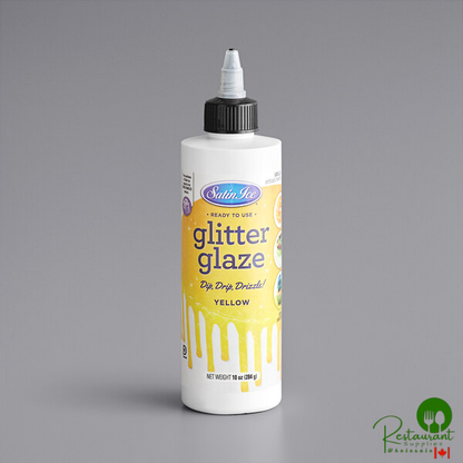 Satin Ice Yellow Vanilla Glitter Glaze 10 oz. - 3/Case
