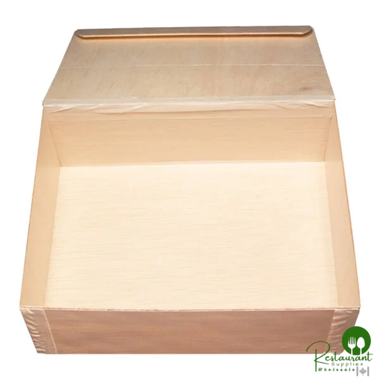 11" x 8" x 2" Collapsible Balsa Wood Catering Box with Attached Lid - 100/Case