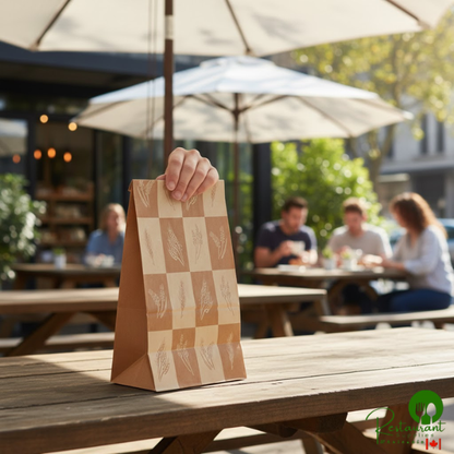 Bagcraft Packaging 300283 6 lb. EcoCraft Dubl-Wax® Kraft Bag with Artisan Print - 500/Case