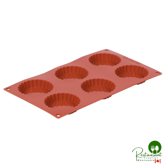 Matfer Bourgeat 257926 Gastroflex Orange Silicone 6 Compartment Fluted Tart Mold