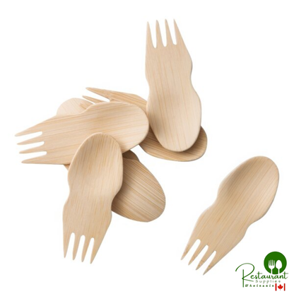 Bambu® 062100 Veneerware® 3 1/2" Disposable Bamboo Spork - 250/Case