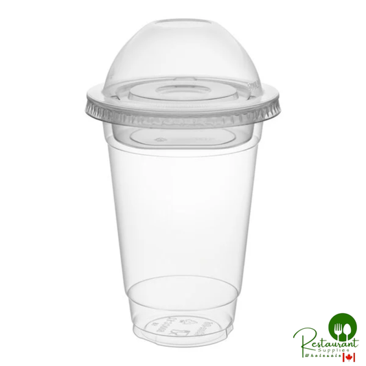 12 oz. Clear Plastic Cold Cup with 4 oz. Insert and PET Dome and Flat Lids with No Hole By Prime - 100/Case