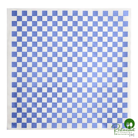 12" x 12" Small Blue Check Deli Sandwich Wrap Paper By Prime - 5,000/Case