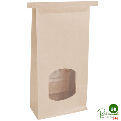 Bagcraft Packaging 300249 1 lb. EcoCraft Grease Resistant Stand-Up Kraft Window Bag with Tin Tie Closure - 500/Case