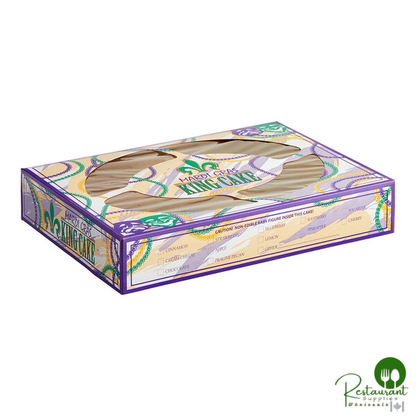 Champion 19" x 14" x 3 1/2" Auto-Popup Window Cake / Bakery Box with Mardi Gras King Cake Design - 50/Case