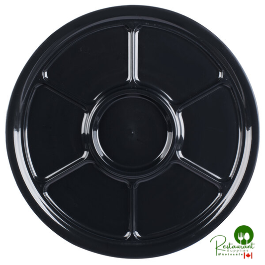 Fineline D18770PP.BK ReForm 18" Black 7 Compartment Plastic Catering Tray - 25/Case