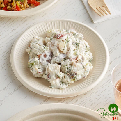 World Centric 6" Round Ripple Edge Compostable Plant Fiber Plate with Leaf Plus - 1,000/Case