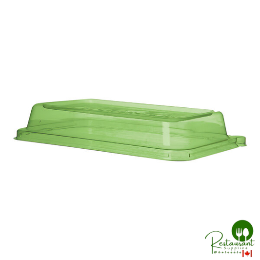 Eco-Products Veridian WorldView Compostable Green PLA Plastic Dome Lid for 24-32 oz. Rectangular Sugarcane Take-Out Containers - 200/Case
