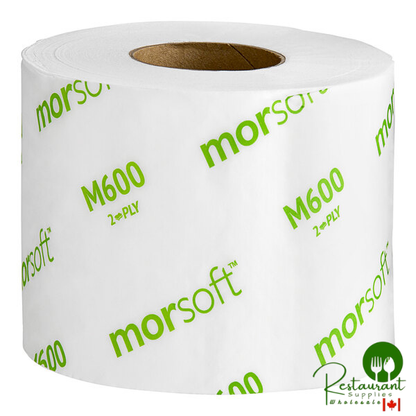 Morcon M600 3 15/16" x 3 3/4" 2-Ply 600 Sheet Toilet Paper Roll - 48/Case