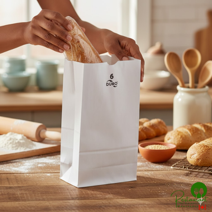 Duro 6 lb. White Paper Bag - 500/Bundle