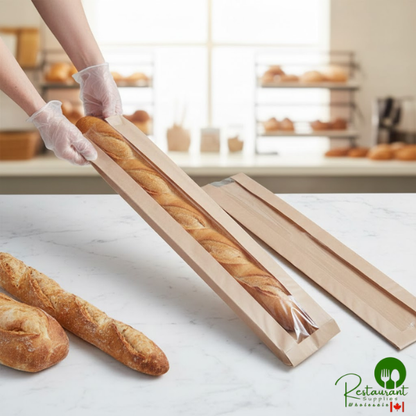 Durable Packaging BB4224N 24" x 4 1/2" x 2 1/2" Kraft Paper Windowed Bread Bag - 1,000/Case