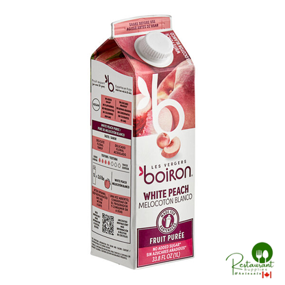 Les Vergers Boiron White Peach Real Fruit Puree 1 Liter - 6/Case
