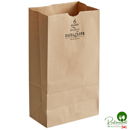 Duro Husky Dubl Life 6 lb. Heavy Duty Natural Kraft Paper Bag - 400/Bundle