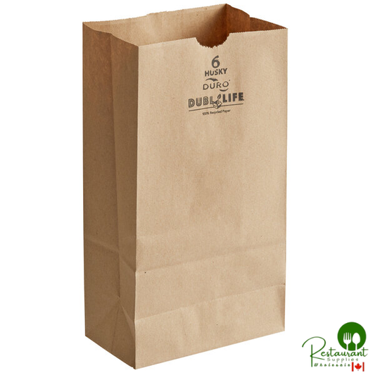 Duro Husky Dubl Life 6 lb. Heavy Duty Natural Kraft Paper Bag - 400/Bundle