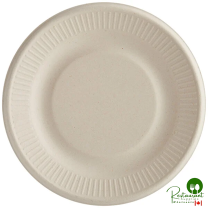 World Centric 6" Round Ripple Edge Compostable Plant Fiber Plate with Leaf Plus - 1,000/Case