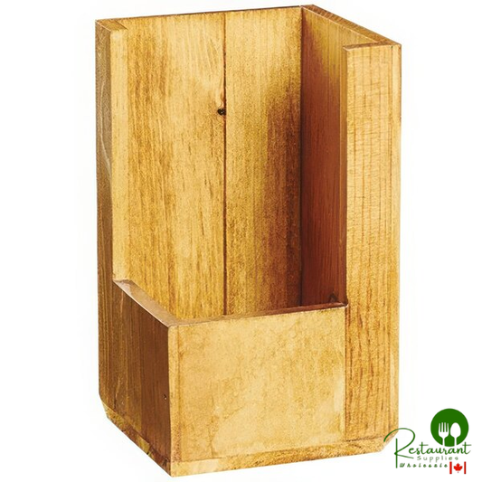 Cal-Mil 22110-99 Madera Rustic Pine Wood Cup / Lid / Condiment Holder - 3 3/4" x 3 3/4" x 6 1/4"