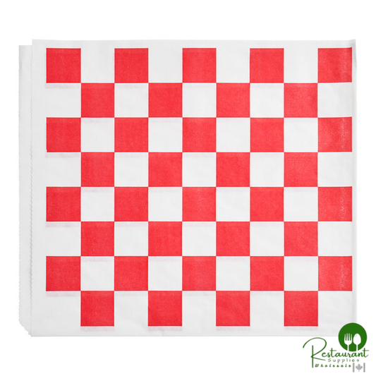 9" x 10" Red Check Wire Cone Basket Liner / Deli Wrap / Double Open Bag By Prime - 1,000/Case