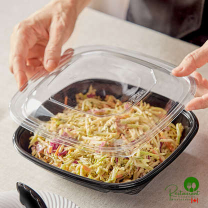 Clear PET Plastic Dome Lid for 24, 32, and 48 oz. Square Bowls By Prime - 300/Case