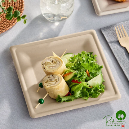 World Centric 8" Compostable Square Fiber Plate - 500/Case