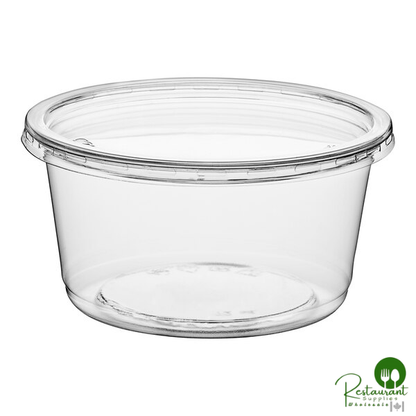 12 oz. Ultra Clear Round Recycled PET Plastic Deli Container with Lid By Prime - 250/Case