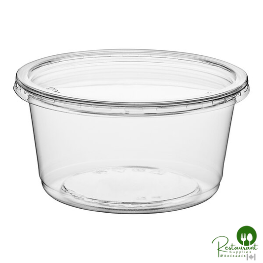 12 oz. Ultra Clear Round Recycled PET Plastic Deli Container with Lid By Prime - 250/Case