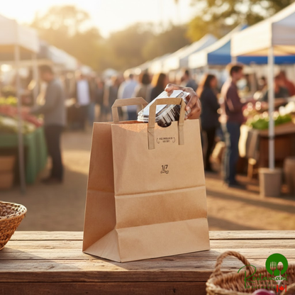 Duro 1/7 Brown Paper Barrel Sack with Flat Handles - 300/Case