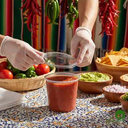 24 oz. Ultra Clear Round Recycled PET Plastic Deli Container with Lid By Prime - 250/Case