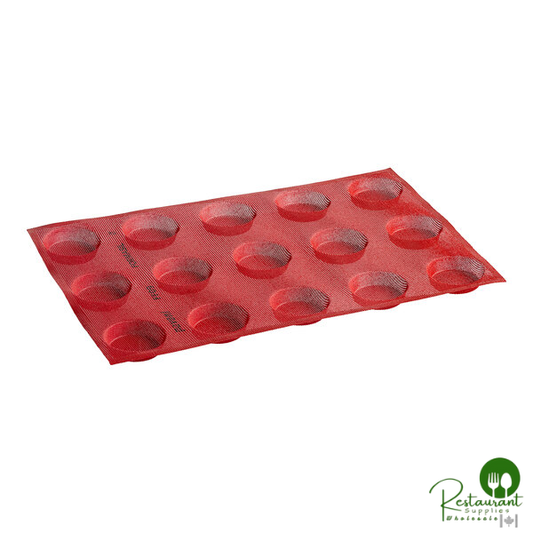 Pavoni Formasil 15 Compartment Round Micro-Perforated Silicone Bread and Pastry Mold FF09 - 3 3/16" x 3/4" Cavities