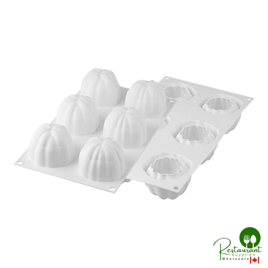 Silikomart Curve Bloom 6 Compartment White Silicone Baking Mold - 2 11/16" x 2 1/16" Cavities CURVE BLOOM120