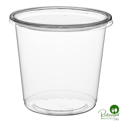 24 oz. Ultra Clear Round Recycled PET Plastic Deli Container with Lid By Prime - 250/Case