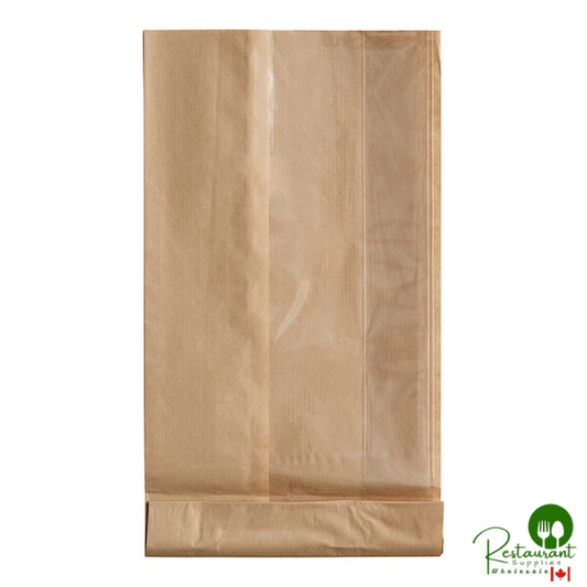 Bagcraft Packaging 300099 5 3/4" x 2 3/4" x 10 1/2" Dubl-View® ToGo! Kraft Large Window Sandwich / Bakery Bag with Tray - 250/Case