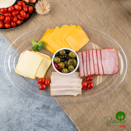 Fineline 484.CL Platter Pleasers 21" x 14" Clear Plastic Oval Cater Tray - 20/Case