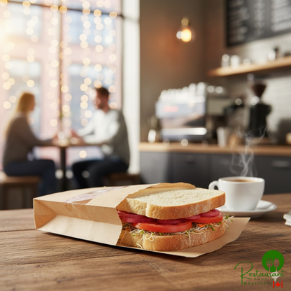 Bagcraft Packaging 300099 5 3/4" x 2 3/4" x 10 1/2" Dubl-View® ToGo! Kraft Large Window Sandwich / Bakery Bag with Tray - 250/Case