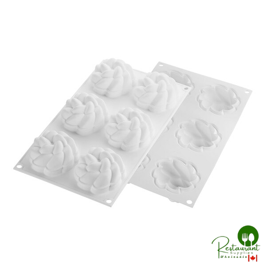 Silikomart Curve Fleur 6 Compartment White Silicone Baking Mold - 3 7/8" x 1 3/8" Cavities CURVE FLEUR 90