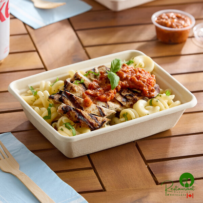 Dart 30-32 oz. Compostable Rectangular Fiber Take-Out Container - 300/Case